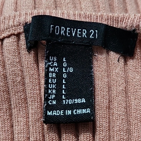 Forever 21 Pink ribbed sleeveless crop top tank. Size Large. - Picture 4 of 4